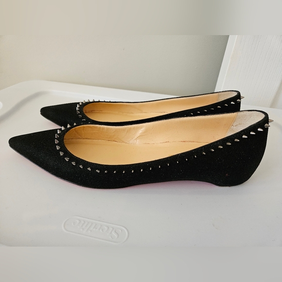 Christian Louboutin Black Spiked Flats - Picture 3 of 7
